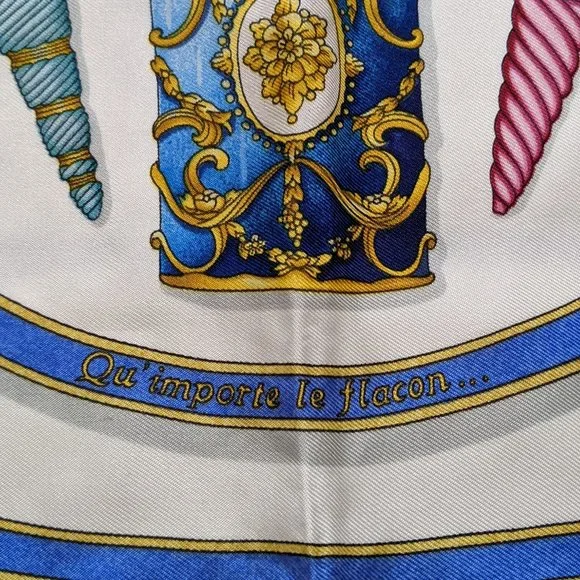 Auth HERMES "Qu’importe Le Flacon” Perfume Silk Scarf by Catherine Baschet - Picture 6 of 13